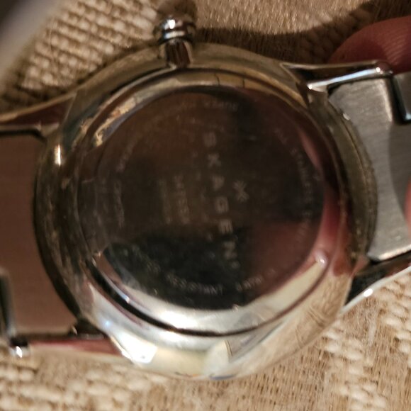 Ladies Silver Skagen Watch with Round Diamond Framed Face